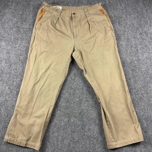 Orvis Pants Mens 38x28 Beige Khaki Pleated Chino Straight Leg Hunting Twill